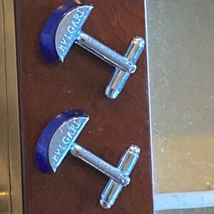 Bulgari lapis Cufflinks in Deep Blue and Shiny Silver